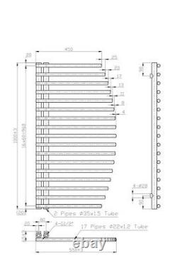 1000 x 550mm Chrome Designer Heated Towel Rail Curved Ladder Warmer Radiator