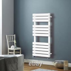 1200 x 450 White Heated Towel Rail Designer Modern Bathroom Flat Panel Radiator