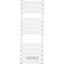 1200 x 450 White Heated Towel Rail Designer Modern Bathroom Flat Panel Radiator