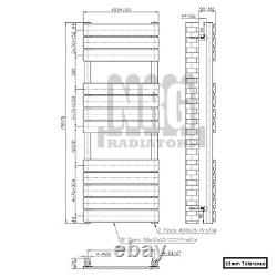 1200 x 450 White Heated Towel Rail Designer Modern Bathroom Flat Panel Radiator