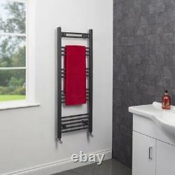 1200 x 450mm Bathroom Heated Towel Rail Dual Fuel Anthracite Flat Manual 17 Rail