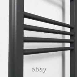 1200 x 450mm Bathroom Heated Towel Rail Dual Fuel Anthracite Flat Manual 17 Rail