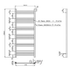 1200 x 500mm Heated Towel Rail Bathroom Square Ladder Style Radiator Anthracite