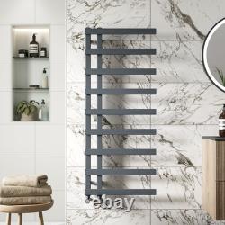 1200 x 500mm Twin Valve Flat Heated Towel Rail Radiator Bathroom Anthracite Grey