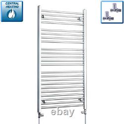 1200 x 650 mm Chrome Heated Towel Rail Radiator Central Heating Flat Straight