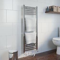 1200x450mm Heated Towel Rail Radiator Bathroom Central Heating Square Bar Chrome