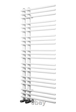 1250 x 500mm Round White Designer Ladder Warmer Heated Towel Rail Radiator