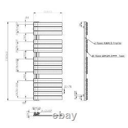 1380 x 500mm Flat Panel Heated Towel Rail Anthracite Bathroom Designer Radiator