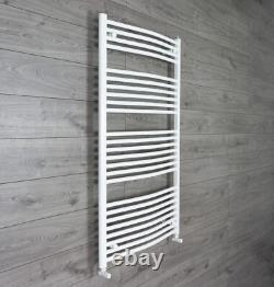 1500 mm High 750 mm Wide Curved White Heated Towel Rail Radiator Clearance