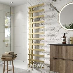 1600 x 500mm Twin Valve Flat Heated Towel Rail Radiator Bathroom Brushed Brass