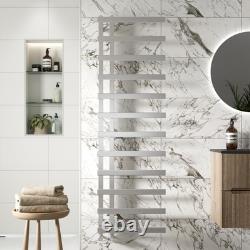 1600 x 500mm Twin Valve Flat Heated Towel Rail Radiator Modern Bathroom Chrome