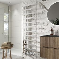 1600 x 500mm Twin Valve Flat Heated Towel Rail Radiator Modern Bathroom Chrome