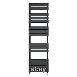 1600x450mm Modern Designer Black Flat Heated Towel Rail Bathroom Ladder Radiator