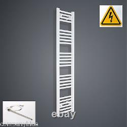 300mm Wide Electric White Heated Towel Rail Radiator Straight Ladder Pre-filled