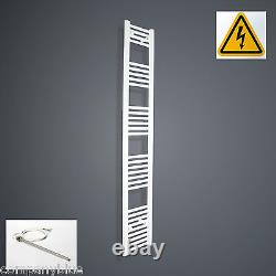 350mm Wide Electric White Heated Towel Rail Radiator Straight Ladder Pre-filled