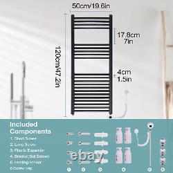 400W Heated Towel Rail Racks Radiator Bathroom Designer Flat Panel Rad Black