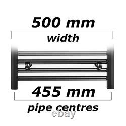 500 mm Wide Heated Towel Rail Matt Black Stylish Designer Bathroom Rad All Sizes