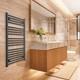 550mm Wide Black Ladder Heated Towel Rail Radiator Designer Bathroom Uk