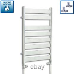 800 mm High 500 mm Wide Flat Chrome Heated Flat Panel Towel Rail Radiator
