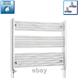 800 x 1000 mm Chrome Heated Towel Rail Radiator Central Heating Flat Straight