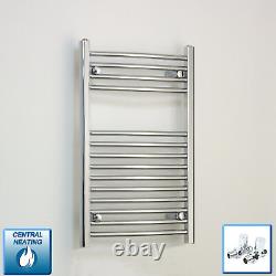 800 x 600 Chrome Heated Towel Rail Radiator Flat Curved Electric or Gas Bathroom