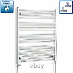 800mm Wide 1000mm High Flat Chrome Heated Towel Rail Radiator Electric Gas Dual