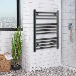 800mm Wide 600mm High Black Heated Towel Rail Radiator Designer Bathroom UK