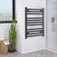 800mm Wide 600mm High Black Heated Towel Rail Radiator Designer Bathroom Uk