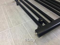 800mm Wide 600mm High Black Heated Towel Rail Radiator Designer Bathroom UK