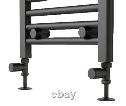 800mm Wide 600mm High Black Heated Towel Rail Radiator Designer Bathroom UK