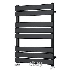 800x600 mm Flat Panel Heated Towel Rails Bathroom Rad Radiator Black Bath