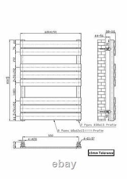 800x600 mm Flat Panel Heated Towel Rails Bathroom Rad Radiator Black Bath