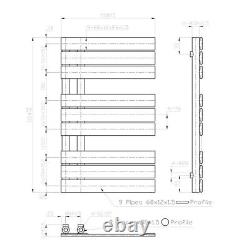 824 x 500mm Bathroom Flat Panel Designer Anthracite Heated Towel Rail Radiator