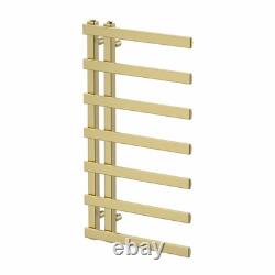 900 x 500mm Twin Valve Flat Heated Towel Rail Radiator Bathroom Brushed Brass