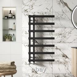900 x 500mm Twin Valve Flat Heated Towel Rail Radiator Modern Bathroom Black