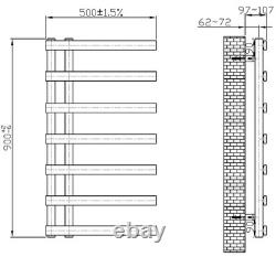 900 x 500mm Twin Valve Flat Heated Towel Rail Radiator Modern Bathroom Black