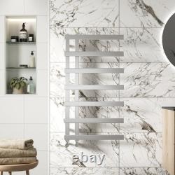 900 x 500mm Twin Valve Flat Heated Towel Rail Radiator Modern Bathroom Chrome