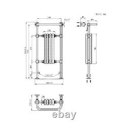 952x479mm White & Chrome Bathroom Victorian Towel Rail Traditional Radiator