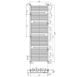 Anthracite Bathroom Radiator Heated Towel Rail & Towel Hanger Jesse 1800x600mm