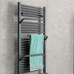 Anthracite Bathroom Radiator Heated Towel Rail & Towel Hanger Jesse 1800x600mm