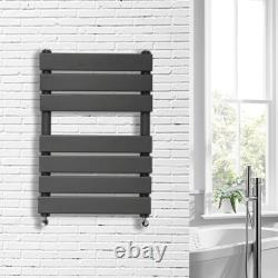 Anthracite Designer Flat Panel Towel Rail Radiator Bathroom Warmer + Free Valves