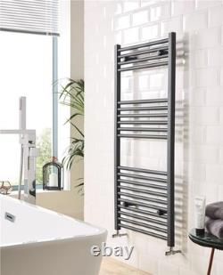 Anthracite Grey Straight 1100 x 500 Heated Towel Rail Warmer Radiator 22mm DRail