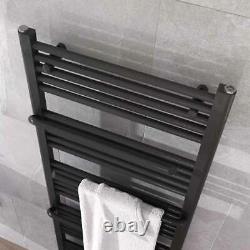 Anthracite Heated Bathroom Towel Radiator With Towel Hangers Jesse 1500x550mm