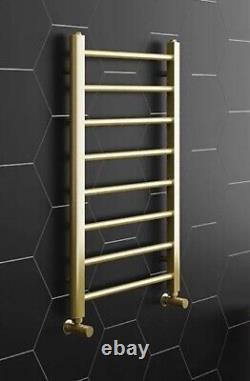 Arezzo 800 x 500mm Brushed Brass Straight Heated Towel Rail