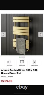 Arezzo Brushed Brass 800 x 500 Heated Towel Rail