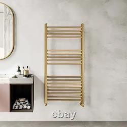 Barcelona Brushed Brass Straight Heated Towel Rail 1200x600mm BNIB