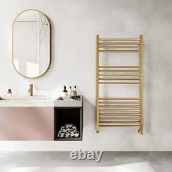 Barcelona Brushed Brass Straight Heated Towel Rail 1200x600mm BNIB