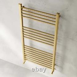 Barcelona Brushed Brass Straight Heated Towel Rail 1200x600mm BNIB