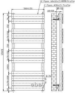 Bathroom 1200x500mm Heated Towel Rail Radiator Central Heating Flat Panel Chrome