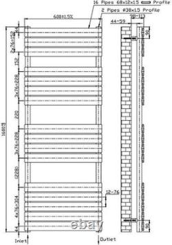 Bathroom 1600x600mm Heated Towel Rail Radiator Central Heating Flat Panel Chrome